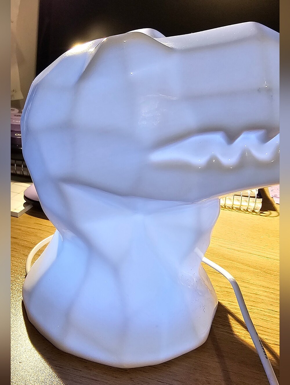 Retired! Target Pillowfort T-Rex Dinosaur Geo. Head Ceramic Light White Lamp USB